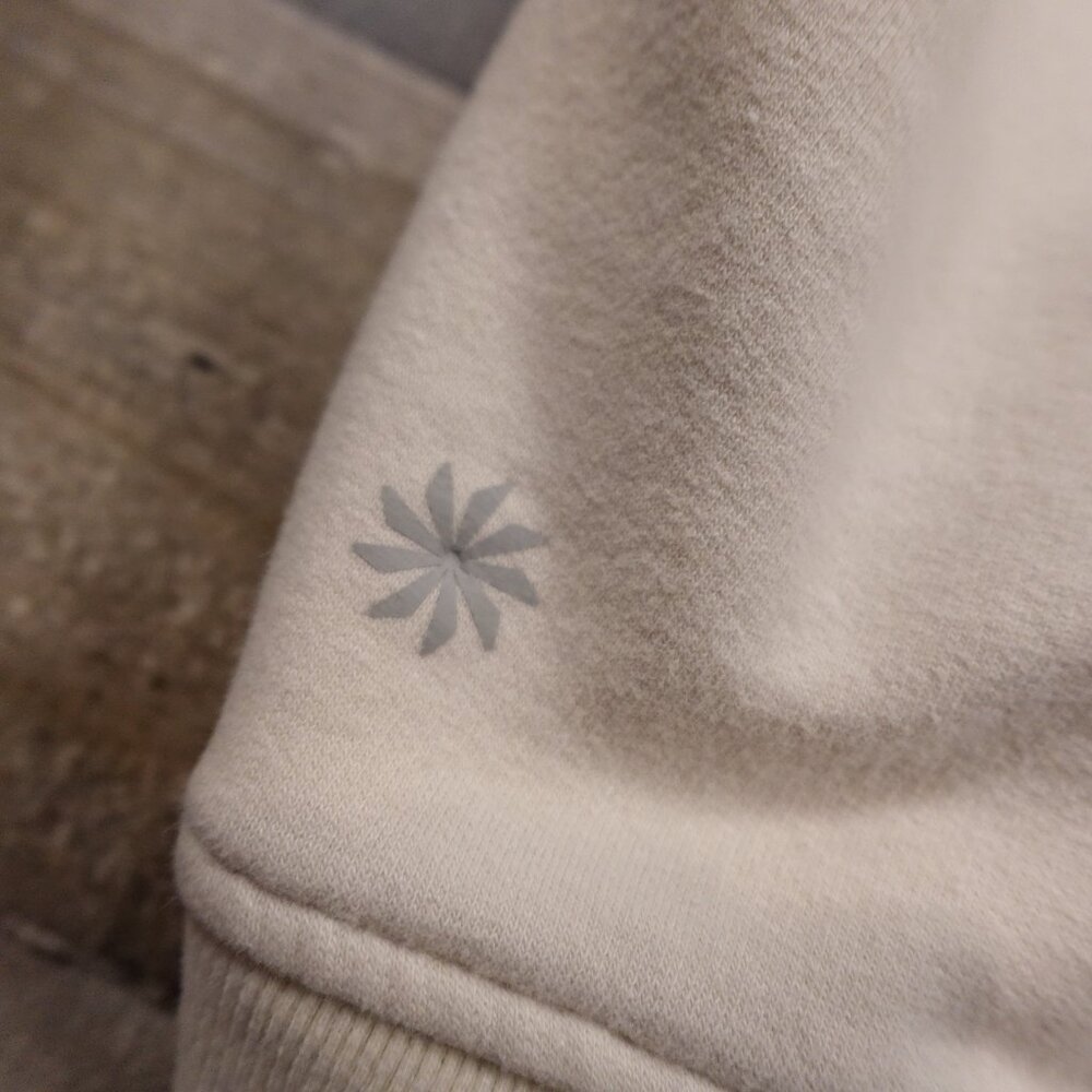 Athleta Girl All Day Half Zip Hoodie XL (14) Bone Cropped Cozy Pullover - Picture 10 of 12